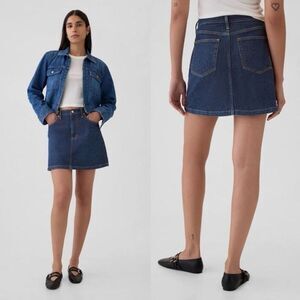 Gap 1969 Womens Dark Washed Classic Above Knee Denim Jean Skirt Size 31P Size 12